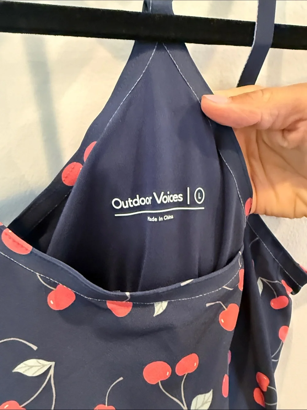 Outdoor voice active dress skort with shorts large Navy Cherry Print Slip Dress